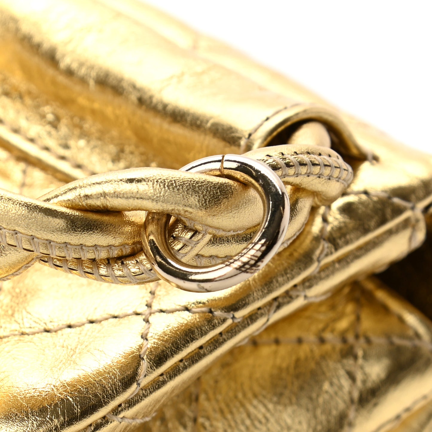 Metallic Quilted 2.55 Ankle Wrist Bag Gold