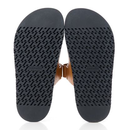 Hermes Calfskin Womens Chypre Sandals 36.5 Gold 5 of 9
