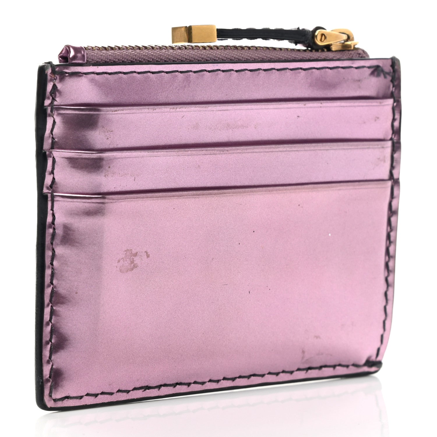 Christian Dior Metallic Calfskin D-Fence Card Holder Pink 3 of 11