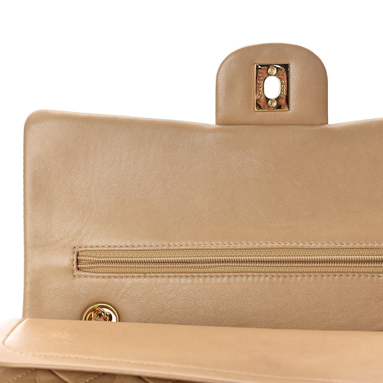 Chanel Lambskin Quilted Medium Double Flap Beige 13 of 16