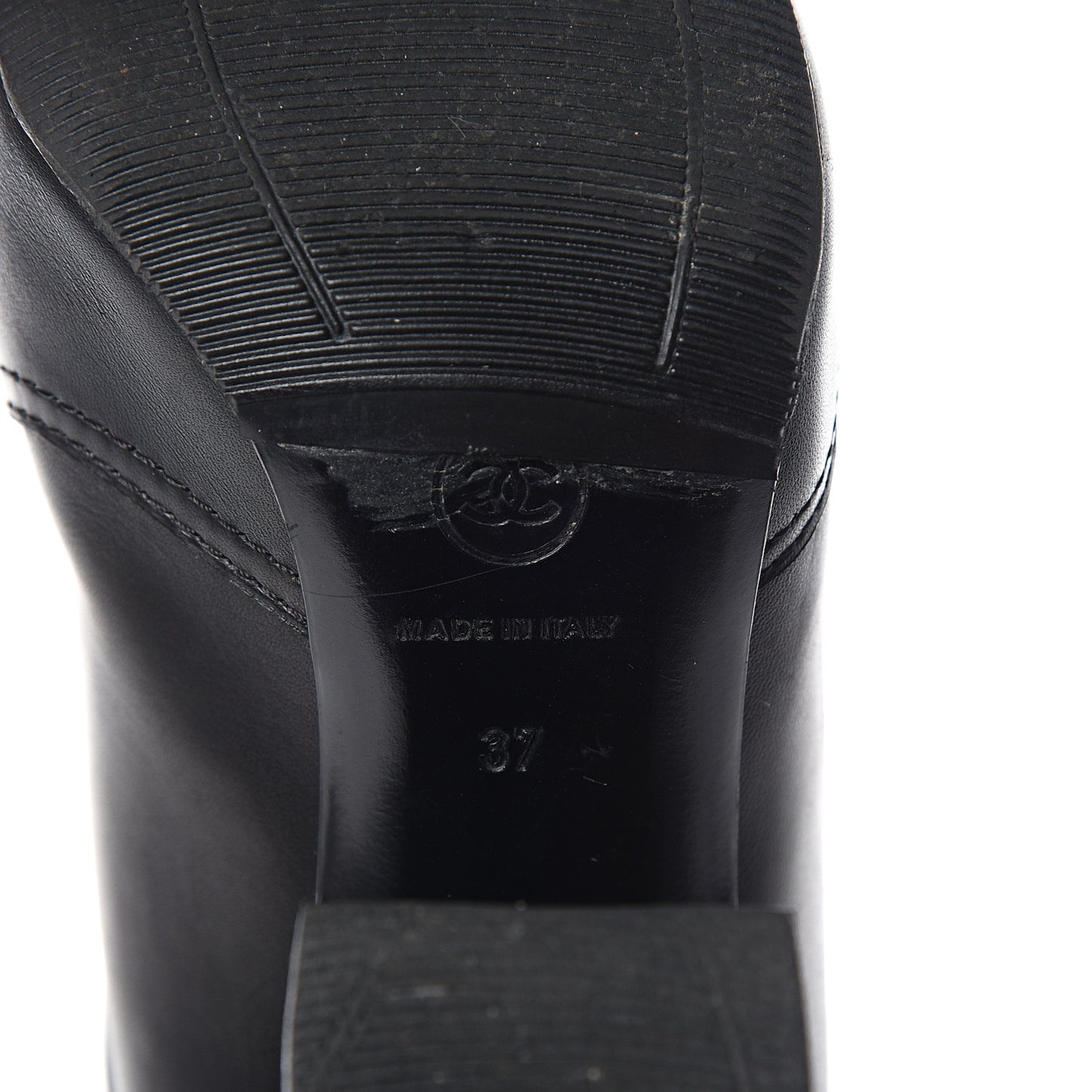 Calfskin Metal Plate Biker Boots 37 Black