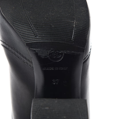 Chanel Calfskin Metal Plate Biker Boots 37 Black 6 of 8