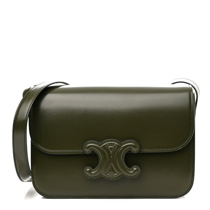 Celine Shiny Calfskin Cuir Triomphe Dark Olive 1 of 10