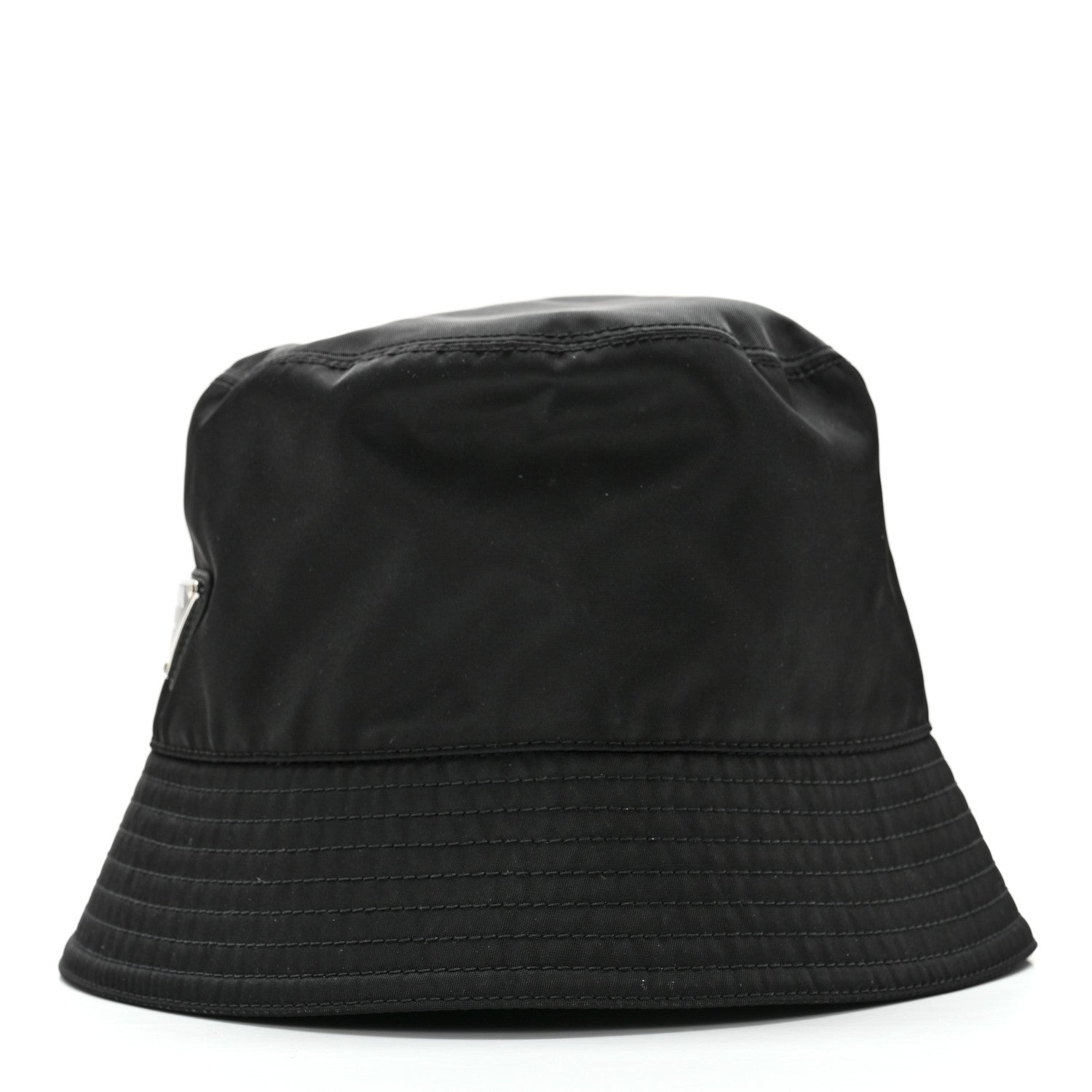 Prada Re-Nylon Metal Triangle Logo Womens Bucket Hat S Black 4 of 9