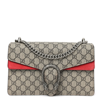 Gucci GG Supreme Monogram Suede Small Dionysus Shoulder Bag Beige Ebony Vulcanic Red 1 of 10