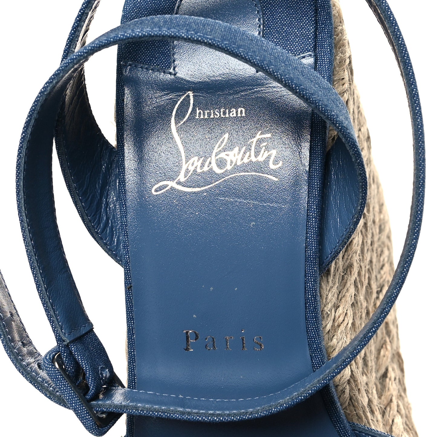 CHRISTIAN LOUBOUTIN Denim Mariza Zeppa 130 Wedge Sandals 41 Blue