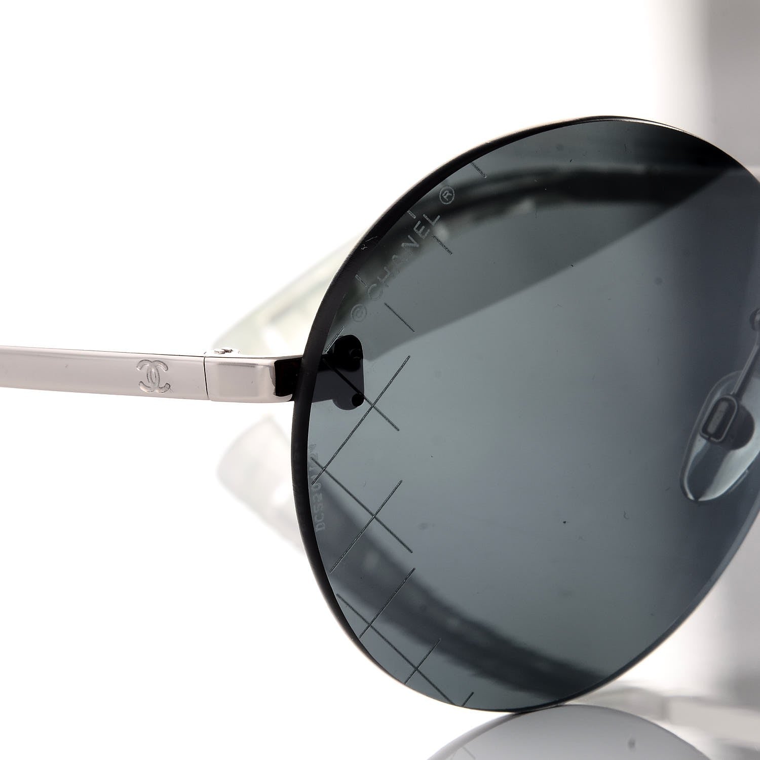 Chanel Metal Rimless Round Sunglasses 4216 Silver 7 of 9
