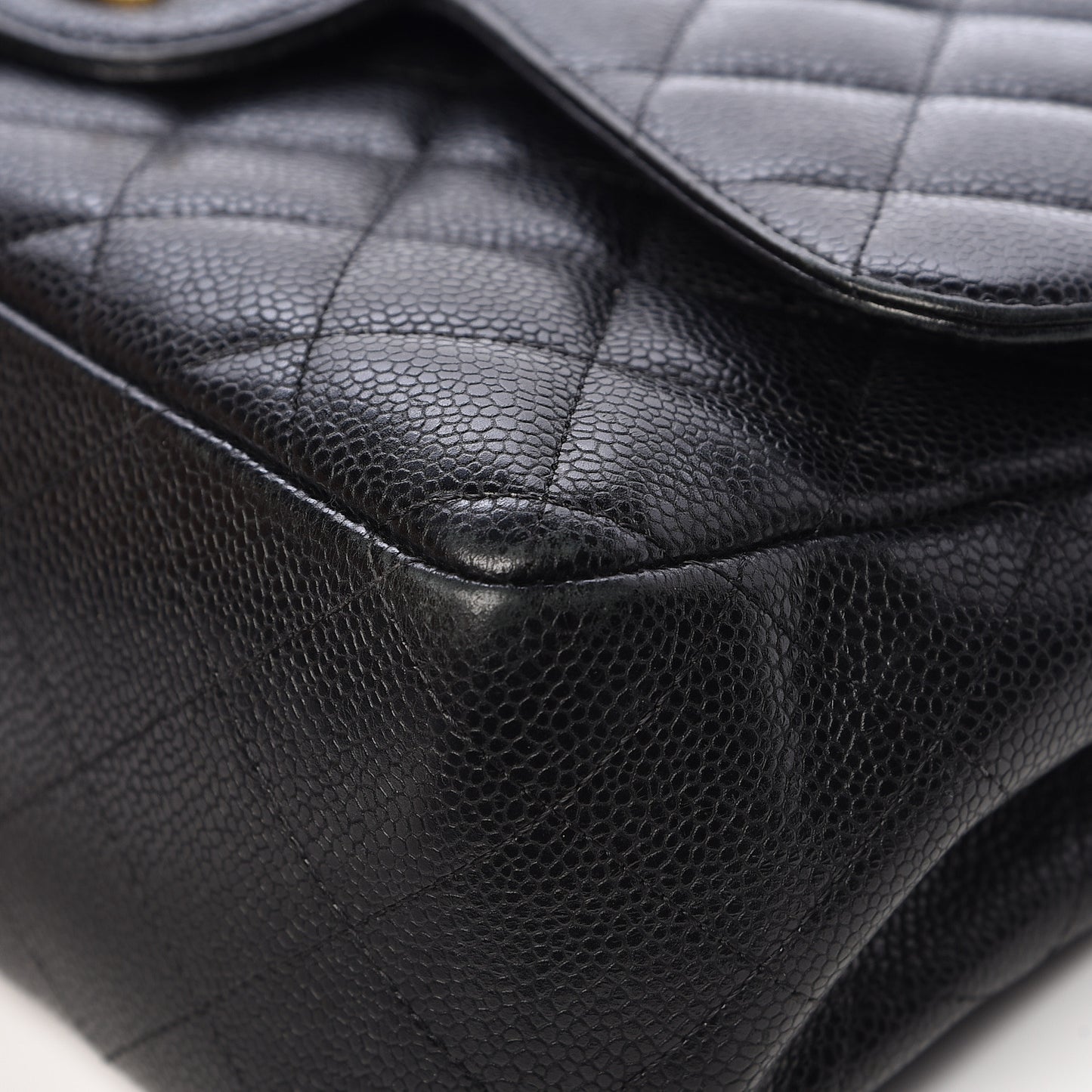 Caviar Quilted Jumbo Double Flap Black
