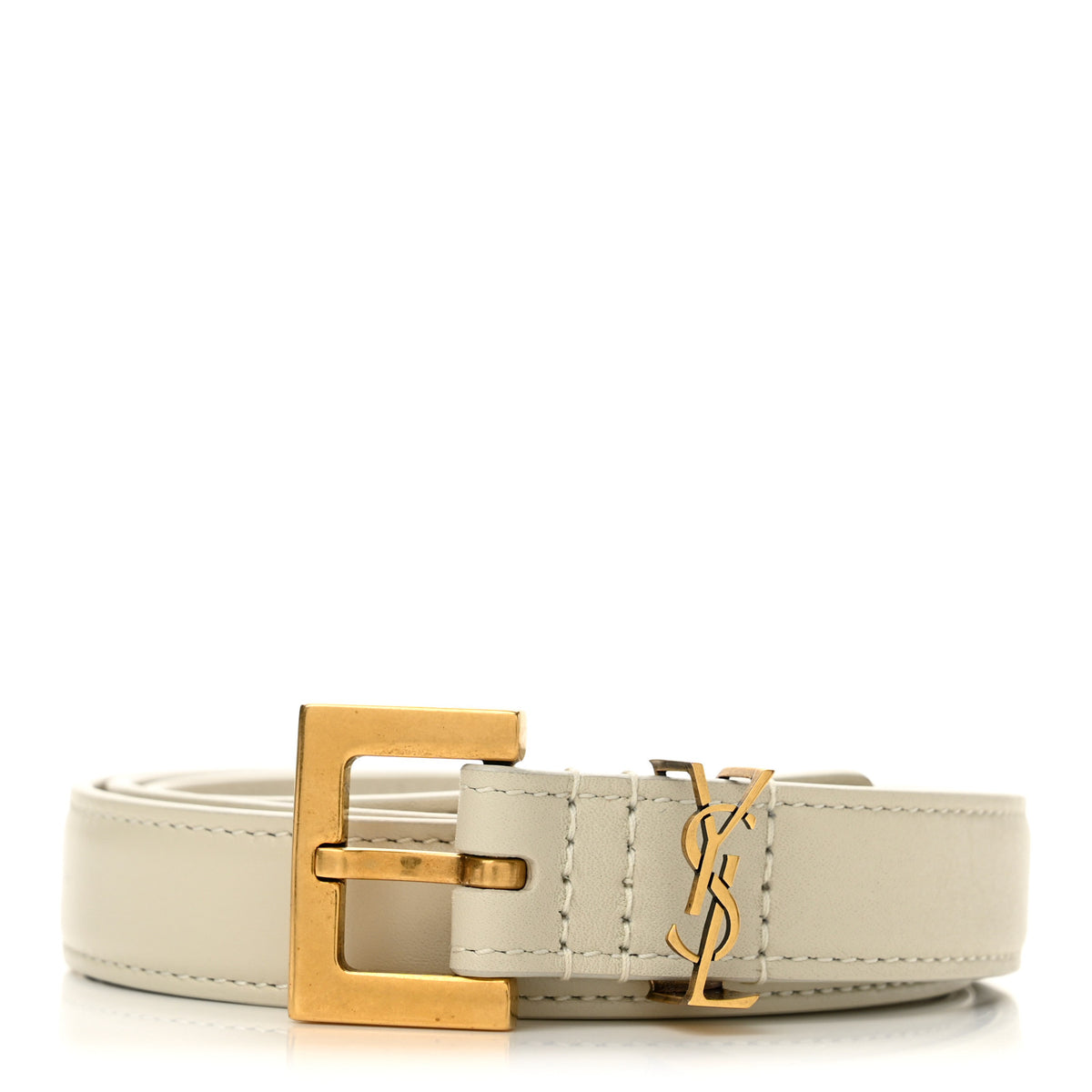 Smooth Calfskin Monogram Square Buckle Belt 75 30 Crema Soft