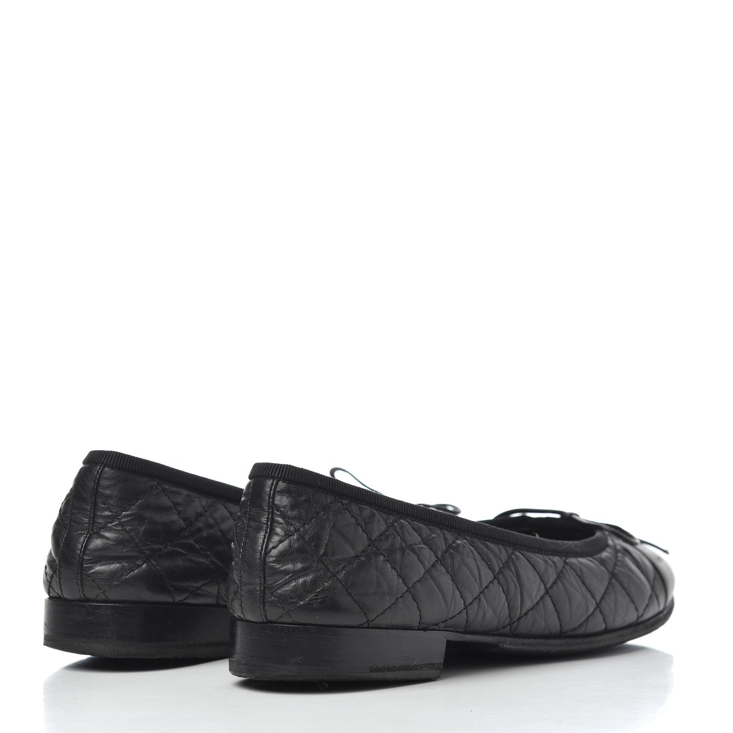 Chanel Aged Calfskin Quilted CC Cap Toe Ballerina Flats 36 Black 4 of 23