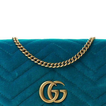 Gucci Velvet Matelasse GG Marmont Mini Bag Pavone Cyan 9 of 10