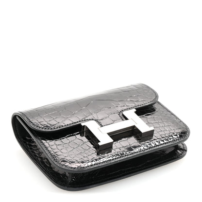 Hermes Shiny Alligator Constance Slim Wallet Black 5 of 8