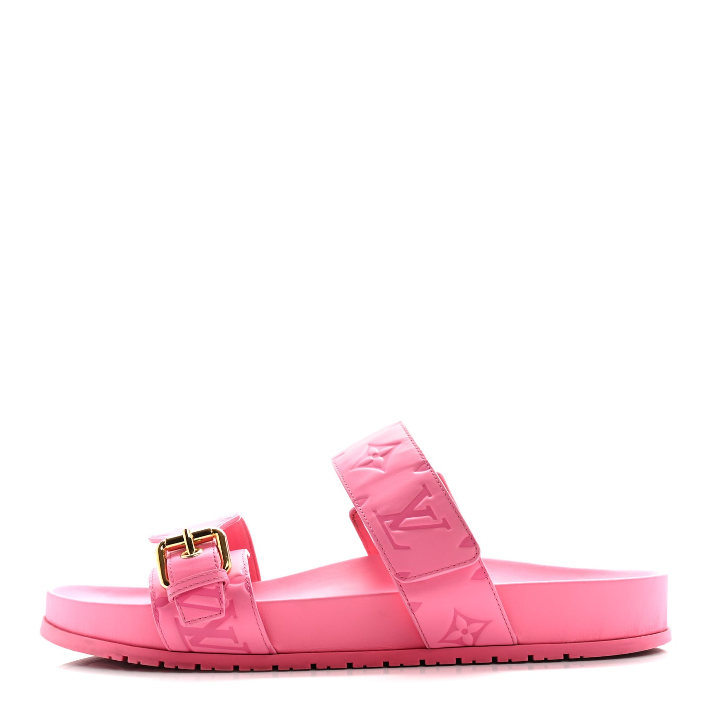 Calfskin Monogram Embossed Bom Dia Flat Mule Sandals 41 Pink