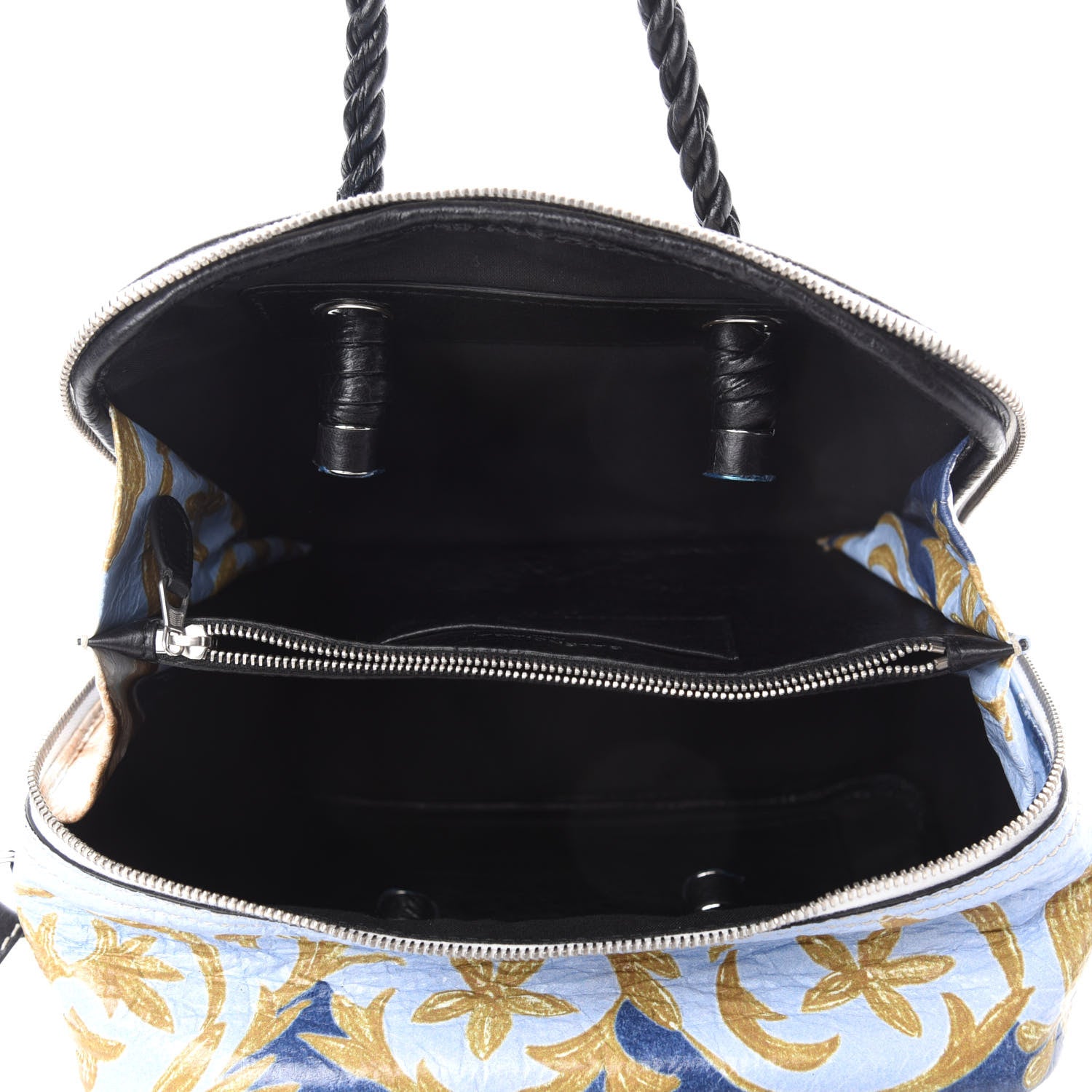 Balenciaga Agneau Floral Print Small Blanket Square Tote Bleu 5 of 9