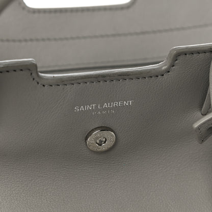 Saint Laurent Smooth Calfskin Crocodile Embossed Baby Monogram Downtown Cabas Gris Perle 7 of 12
