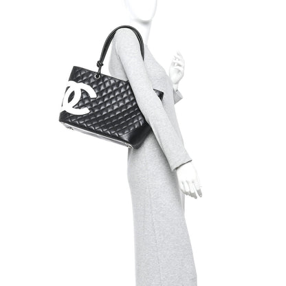 Chanel Calfskin Quilted Large Cambon Tote Black White 2 of 10