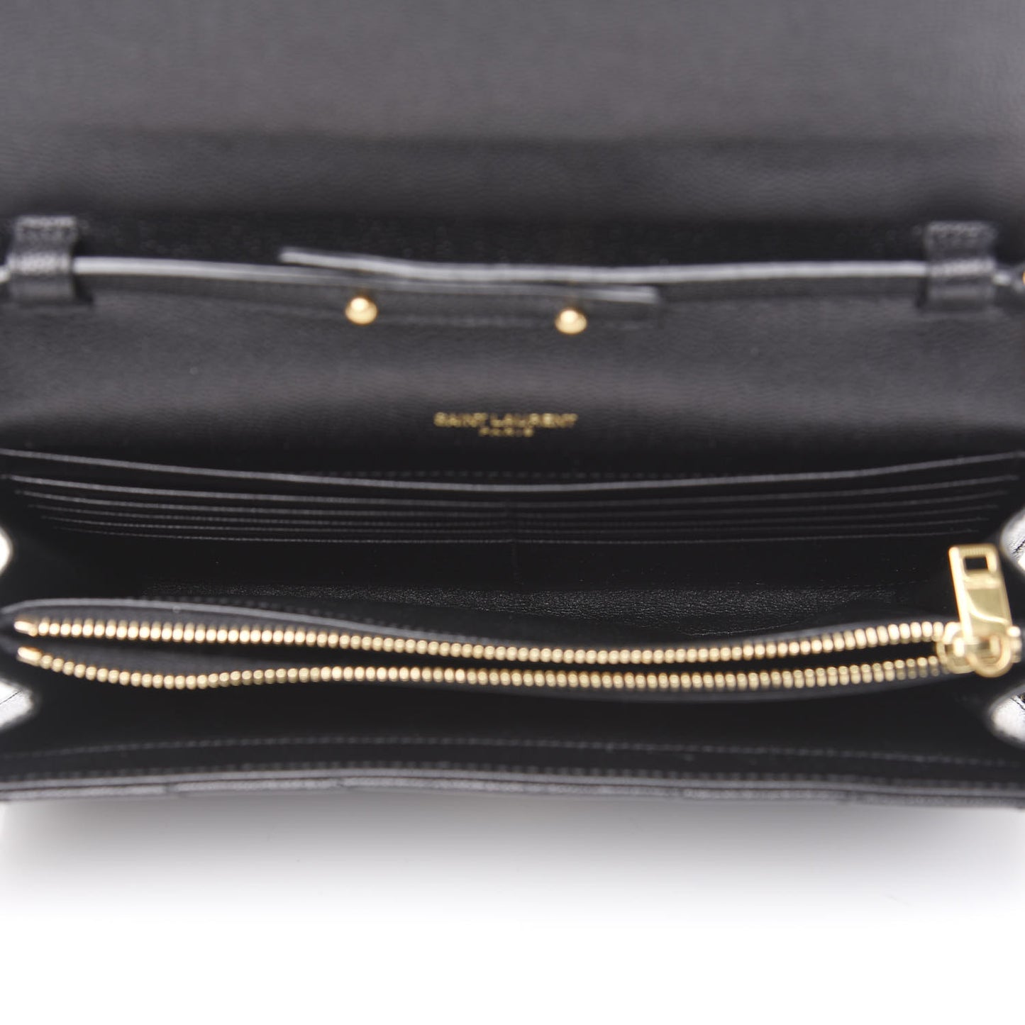 Grain De Poudre Matelasse Chevron Monogram Chain Wallet Black