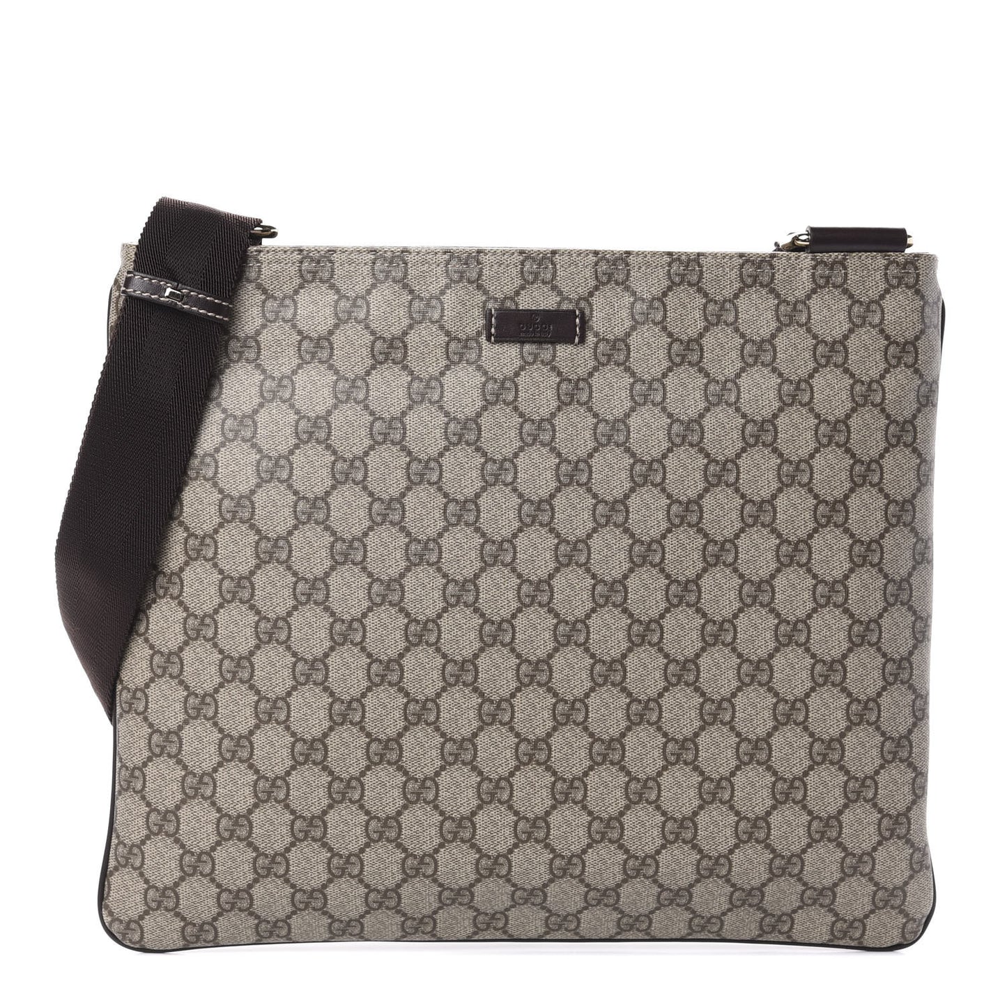 GG Supreme Monogram Medium Flat Messenger Bag Dark Brown