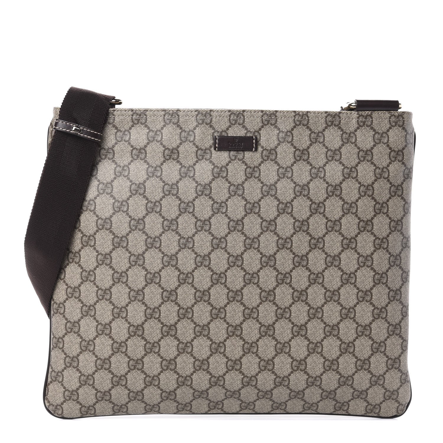 Gucci GG Supreme Monogram Medium Flat Messenger Bag Dark Brown 1 of 9