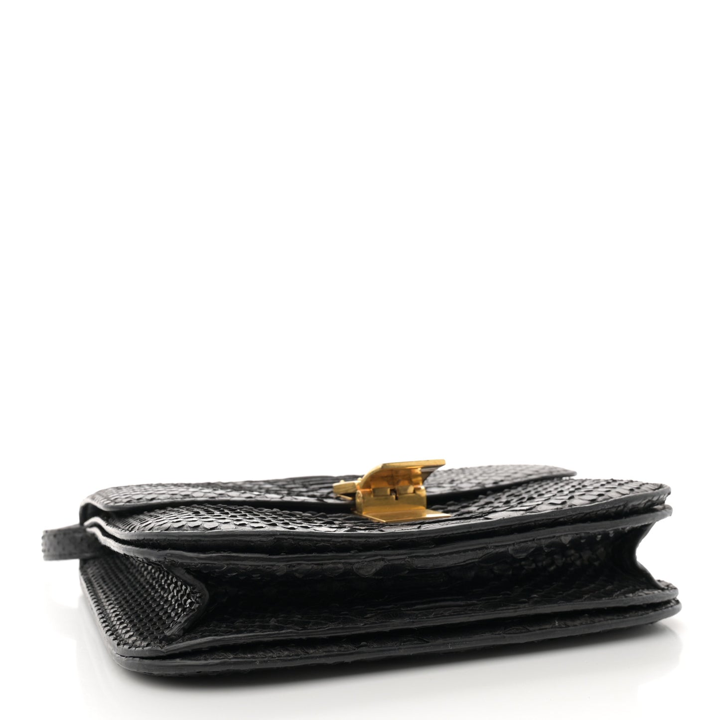 Snakeskin Medium Classic Box Flap Bag Black