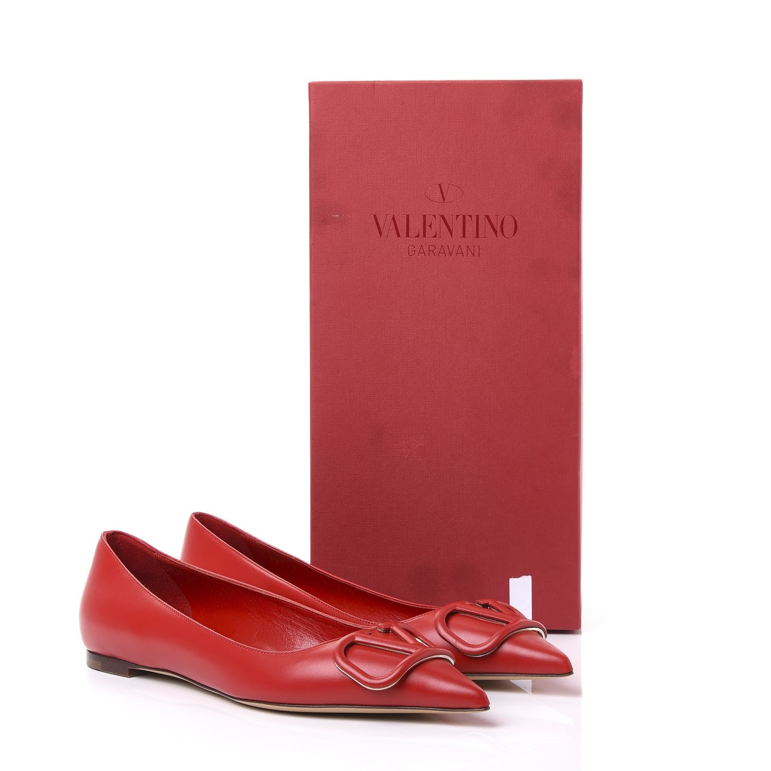 Valentino Garavani Nappa Vlogo Flats 37.5 Rouge Pur 8 of 8
