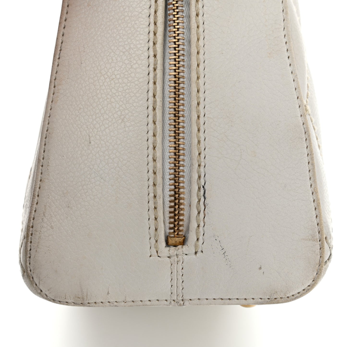 Calfskin Wild Stitch Top Handle Bag White