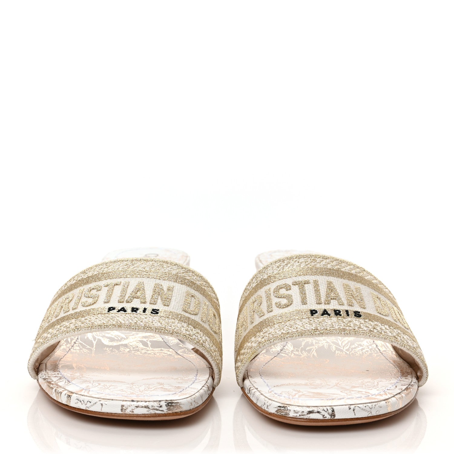 Christian Dior Lurex Jardin D'hiver Embroidered Dway 40mm Slide Sandals 41 White Pale Gold 2 of 8