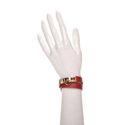 Hermes Epsom Rivale Double Tour Bracelet M Rouge Casaque 2 of 6