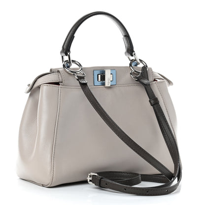 Fendi Nappa Colorblock Mini Peekaboo Iconic Satchel Grigio Polvere Carbone Bloody Mary 5 of 19