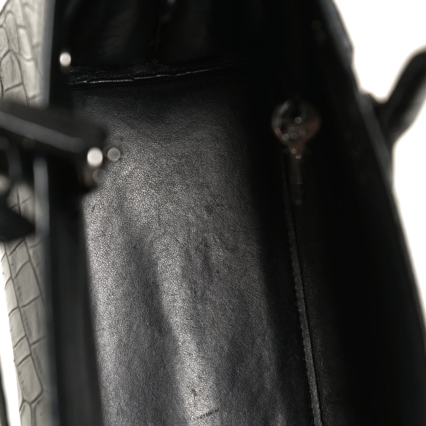 Calfskin Crocodile Embossed Baby Sac De Jour Black