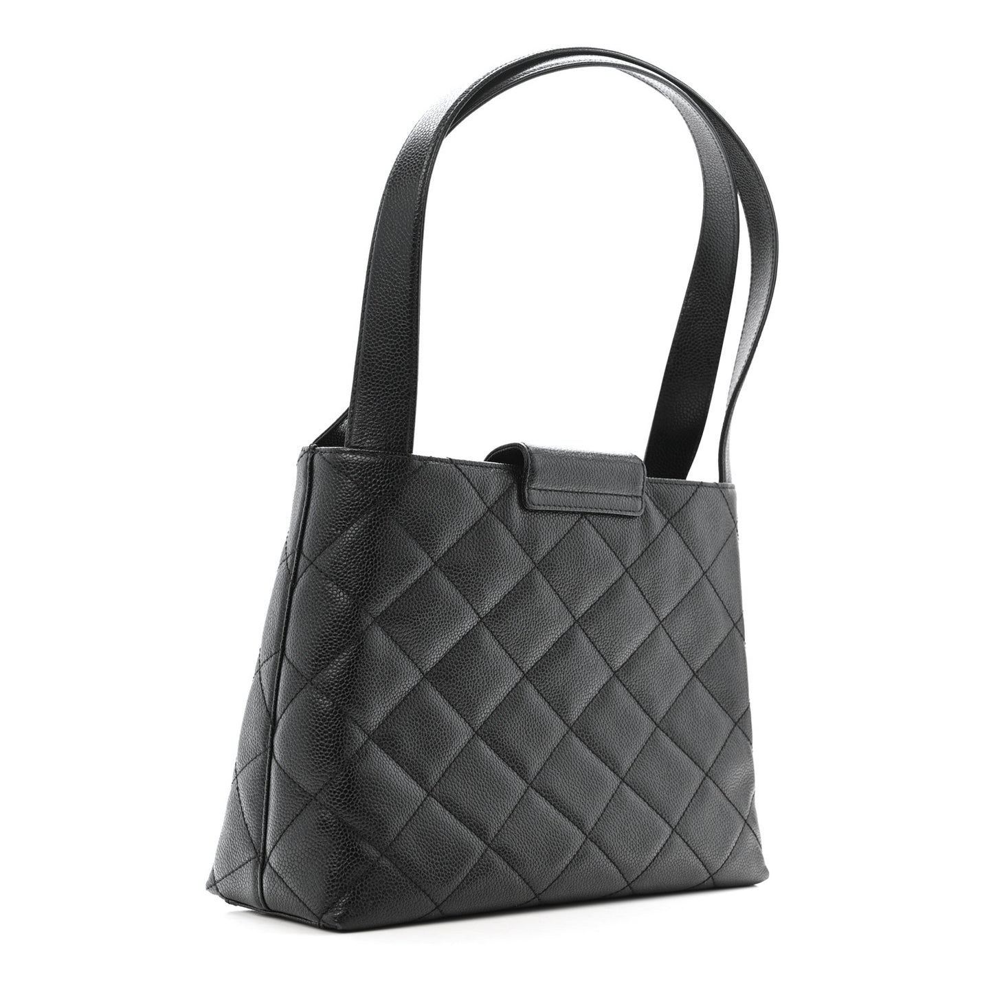 Caviar Diamond Flap Shoulder Bag Black