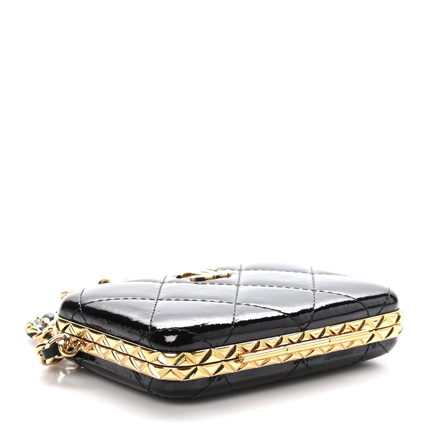 Chanel Glazed Goatskin Quilted Small Box With Chain Black 4 of 11