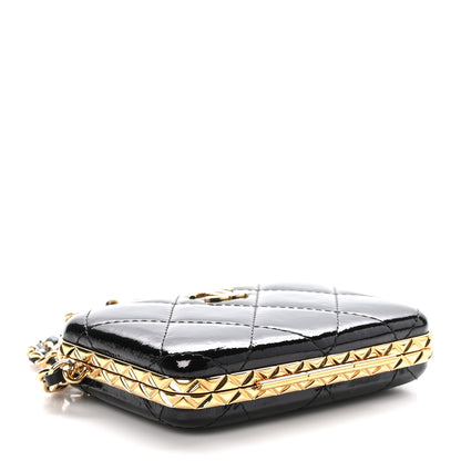 Chanel Glazed Goatskin Quilted Small Box With Chain Black 4 of 11