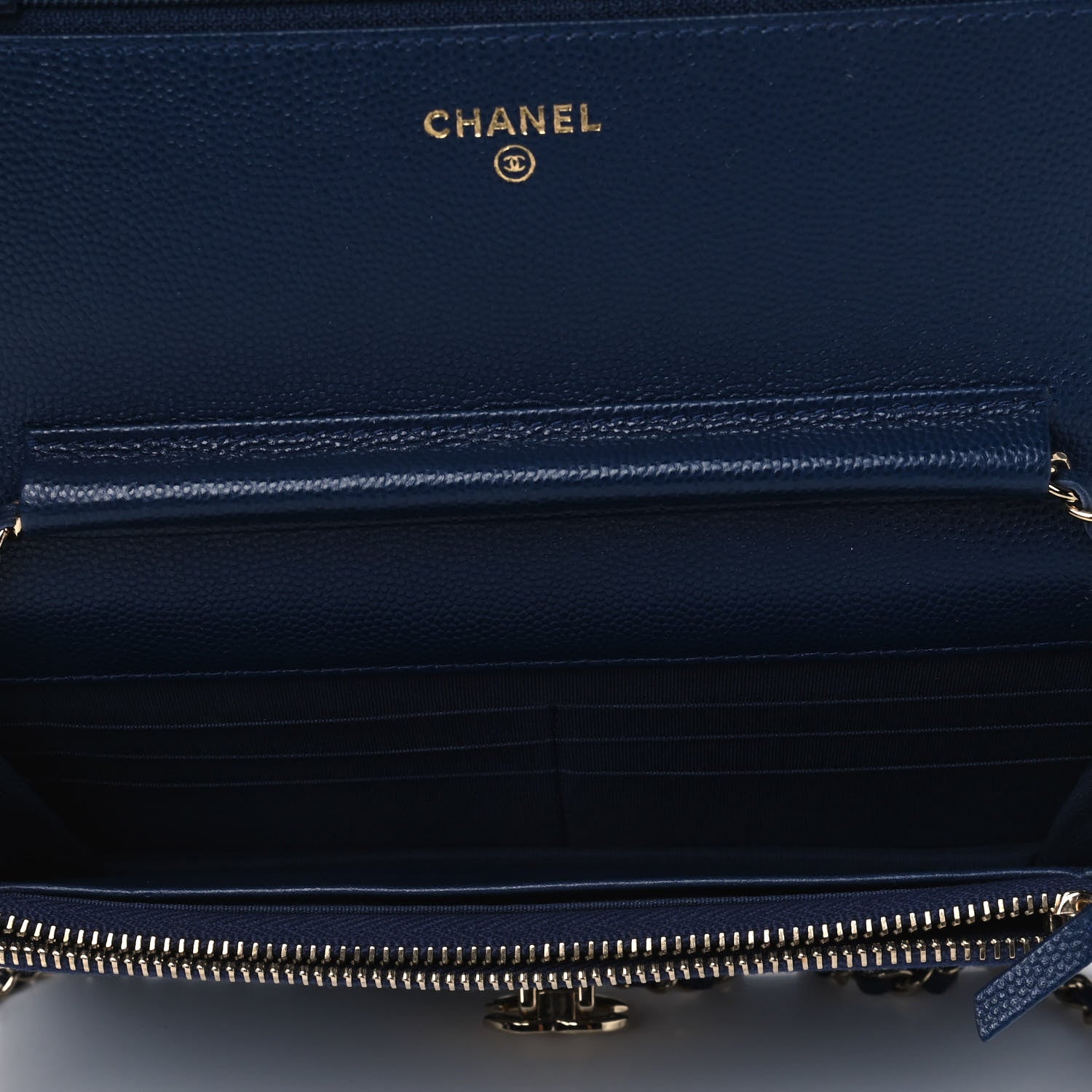 Chanel Iridescent Caviar Quilted Golden Class Wallet On Chain WOC Navy 4 of 4