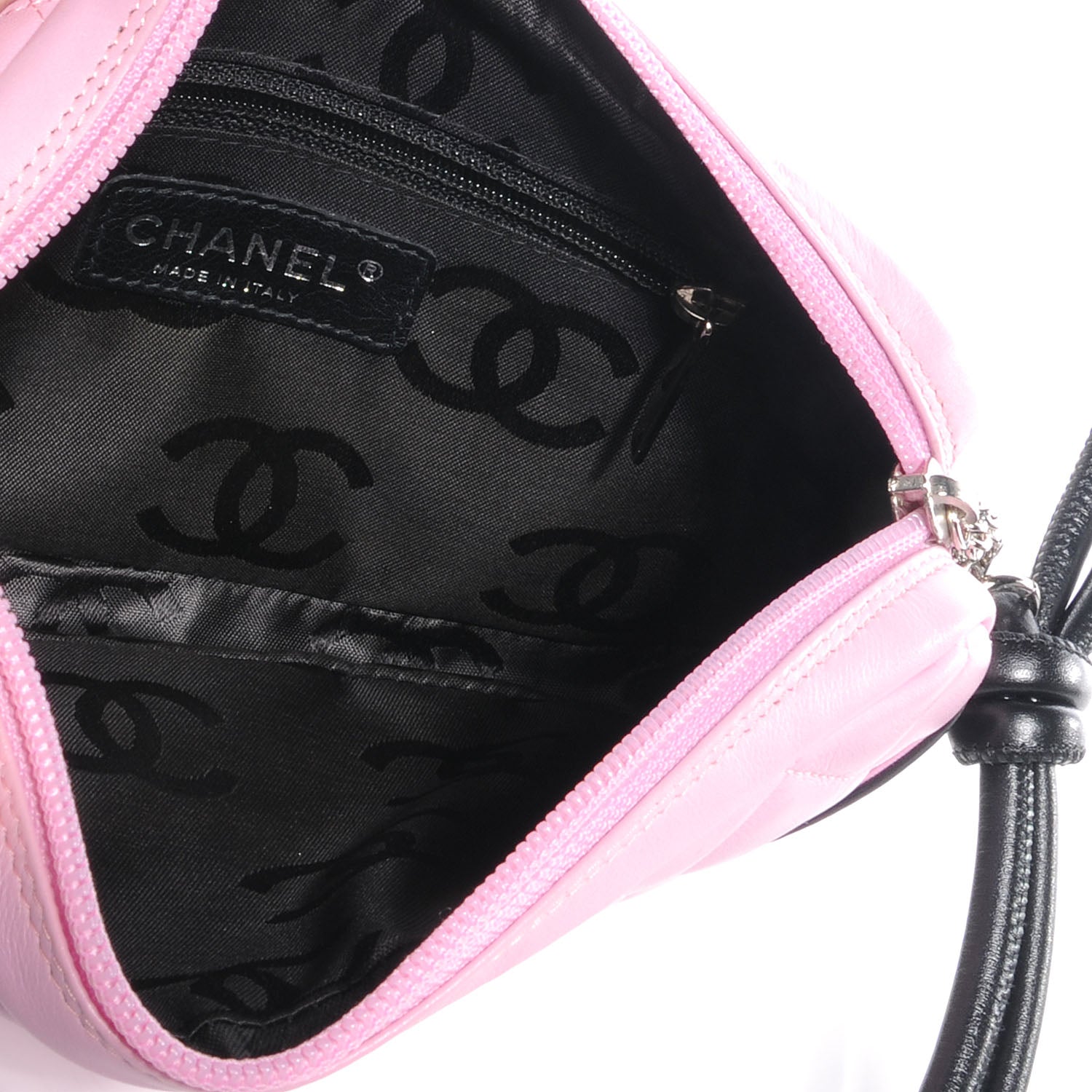 Chanel Calfskin Quilted Cambon Pochette Pink Black 7 of 9