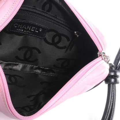 Chanel Calfskin Quilted Cambon Pochette Pink Black 7 of 9