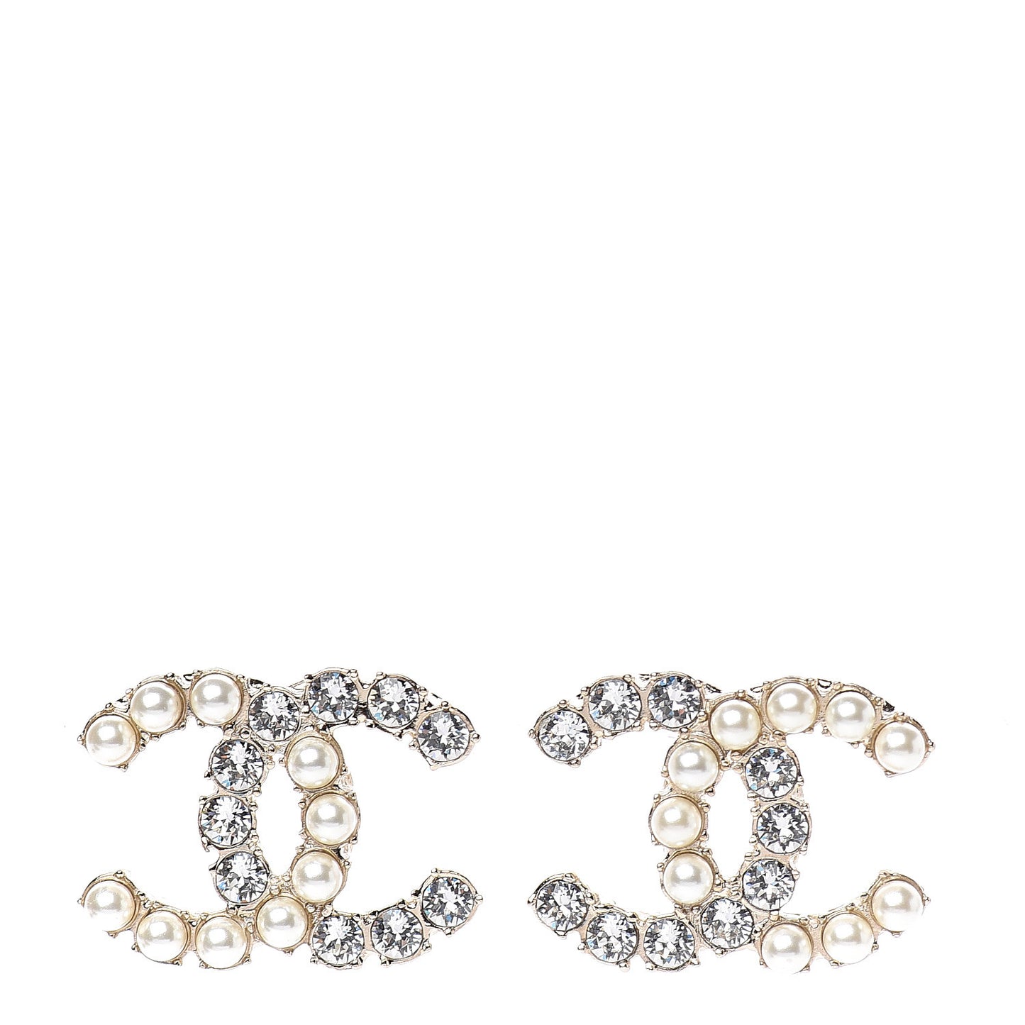Crystal Pearl CC Dazzling Domino Earrings Gold