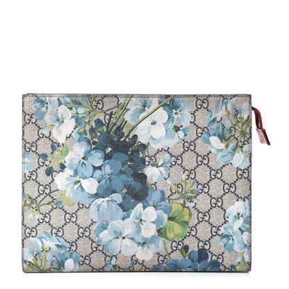 Gucci GG Supreme Monogram Blooms Large Cosmetic Case Beige Blue Navy Hibiscus Red 1 of 14