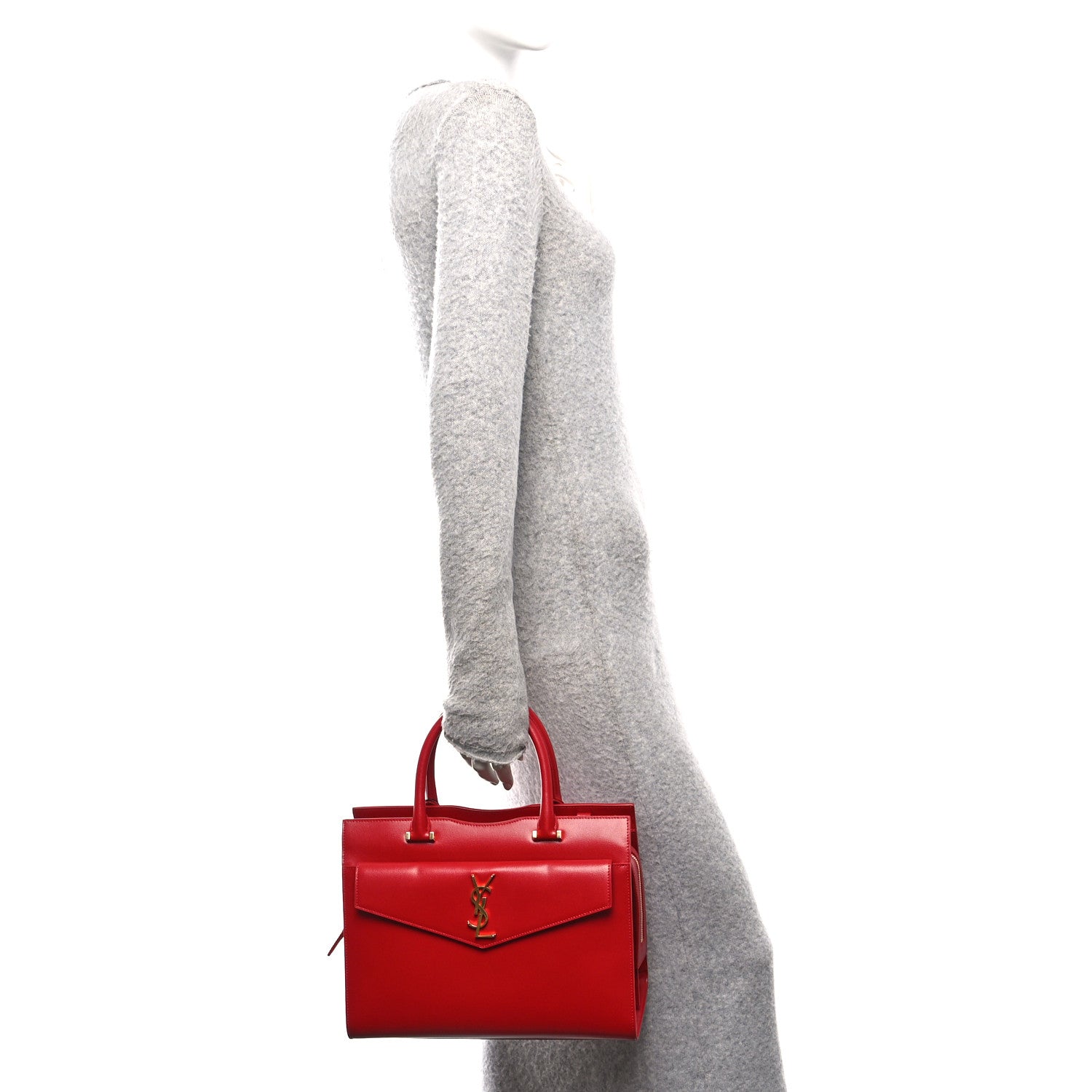 Saint Laurent Grain De Poudre Medium Uptown Tote Rouge Eros 2 of 10