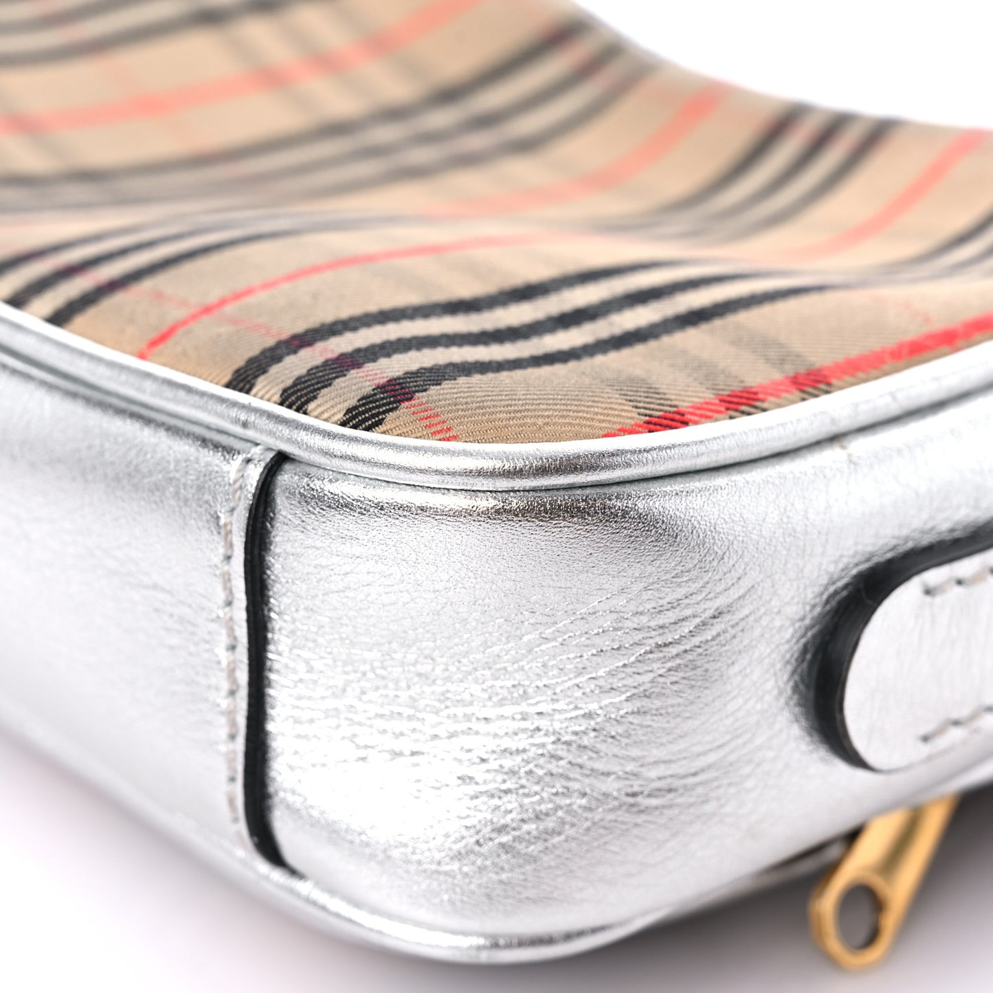 Smooth Calfskin 1983 Knight Check Link Camera Bag Silver