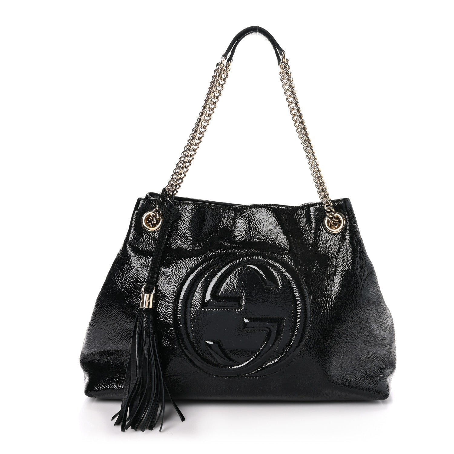 Gucci Patent Medium Soho Chain Shoulder Bag Black 1 of 10