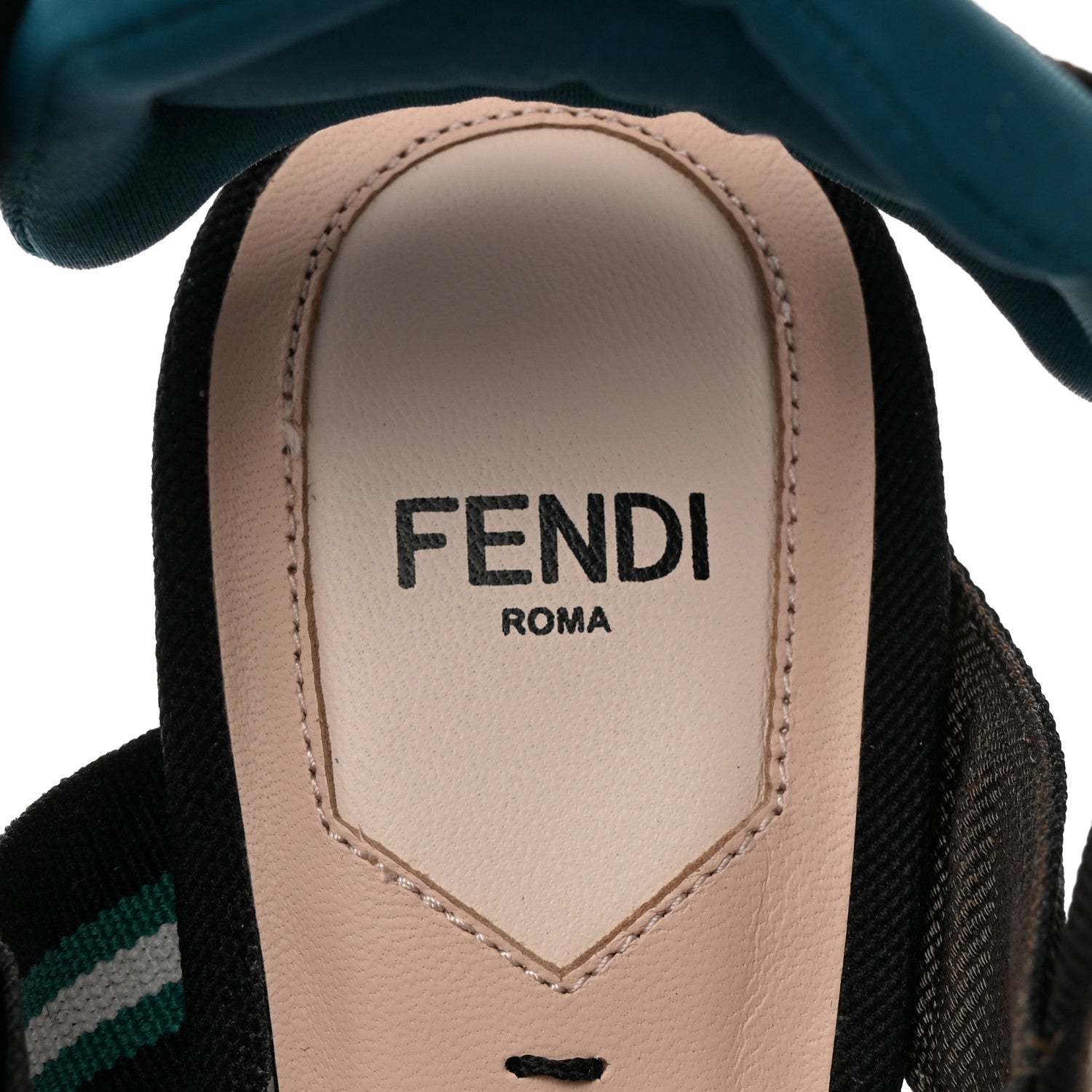 Fendi Technical Mesh Colibri High Heel Slingback Pumps 37 Black Verde Military 7 of 13
