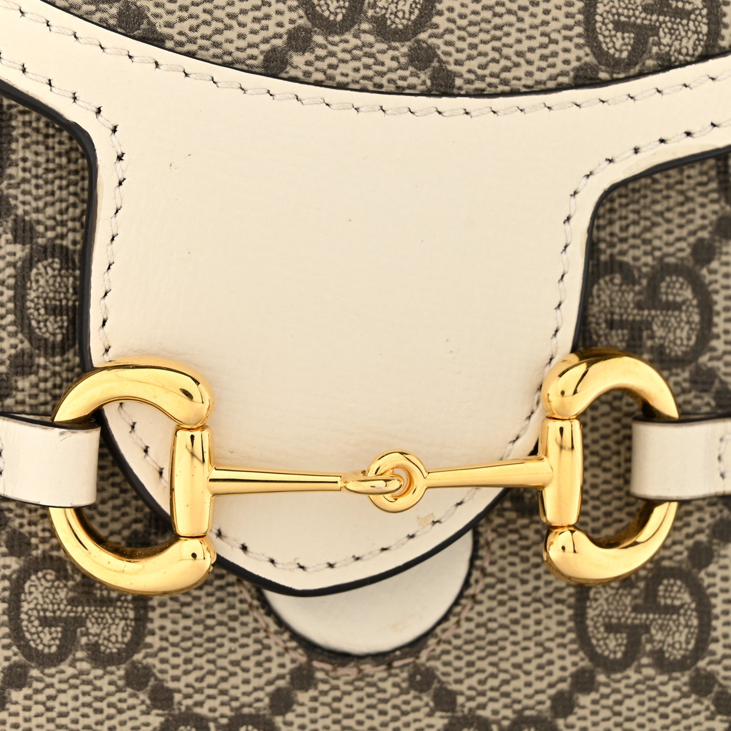 GG Supreme Monogram Azalea Calfskin Mini Horsebit 1955 Crossbody Bag Beige Ebony Mystic White
