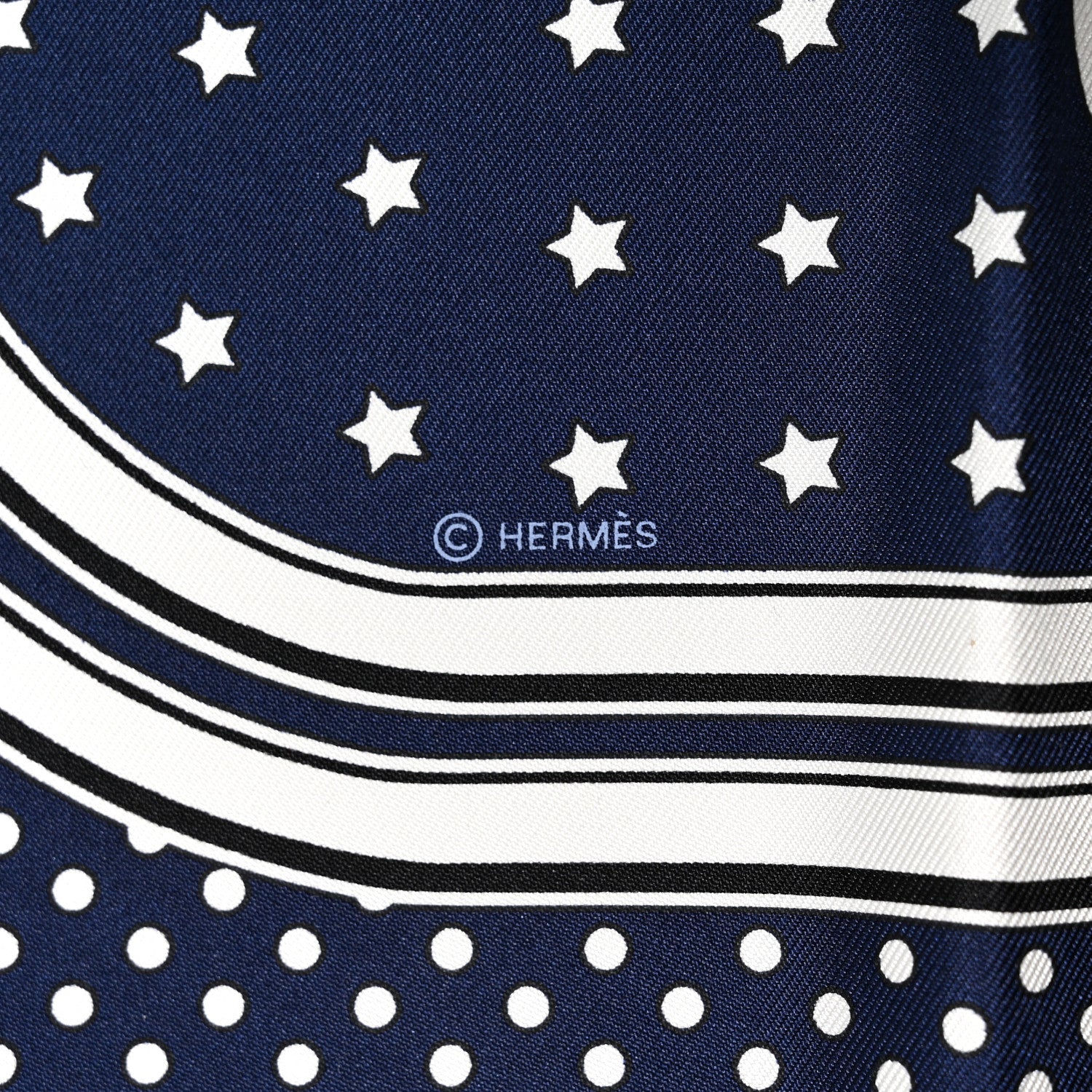 Hermes Silk Balade En Berline Application Coeur Scarf 70 Marine White Black 3 of 5