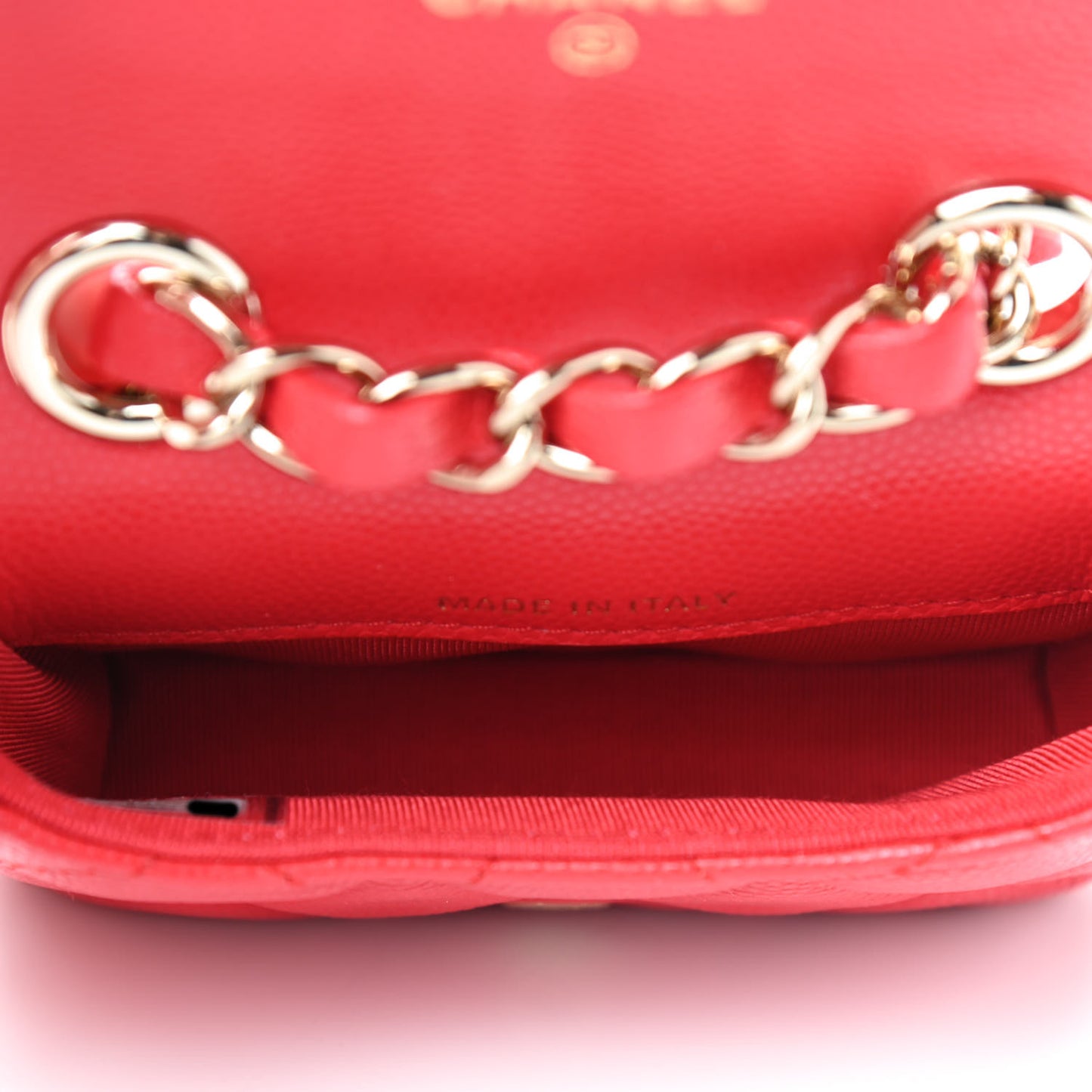 Caviar Quilted Mini Chain Belt Bag Red