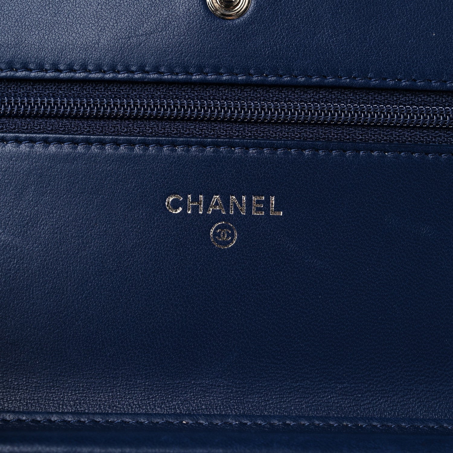 Chanel Lambskin Quilted Tri-Color Wallet On Chain WOC Dark Blue 6 of 11