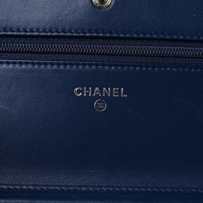 Chanel Lambskin Quilted Tri-Color Wallet On Chain WOC Dark Blue 6 of 11