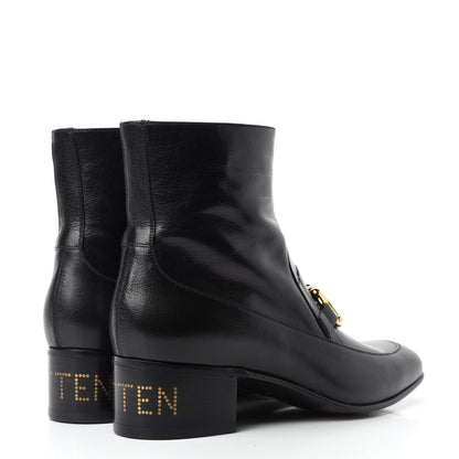 Gucci Goatskin Mens Kitten Chain Horsebit Ankle Boots 8 Black 4 of 9