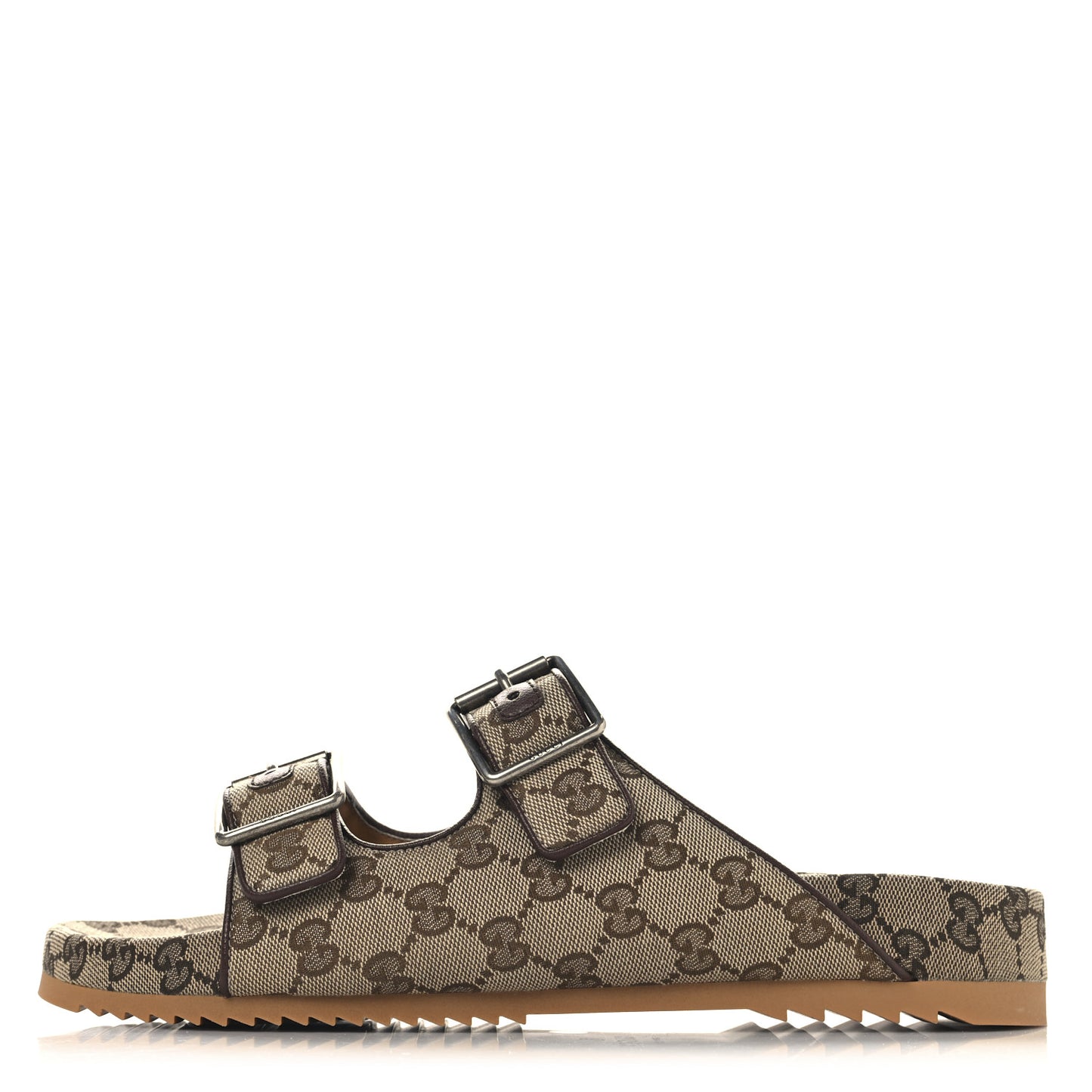 GG Monogram Lavaredo Eco Fabric Mens Slide Sandals With Straps 10 Beige Ebony Light Brown