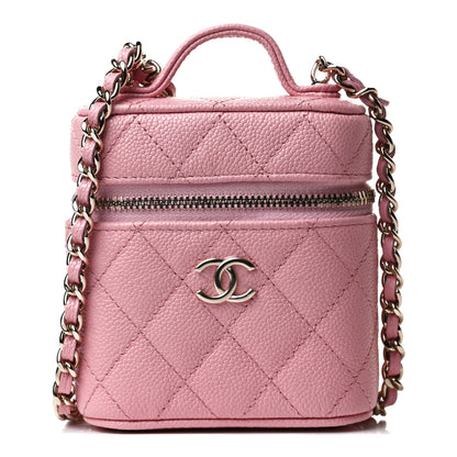 Chanel Caviar Quilted Small Handle With Care Vanity Case With Chain Pink 1 of 13